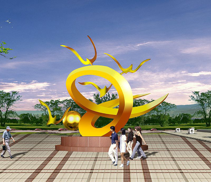 不锈钢自由飞翔景观雕塑图片