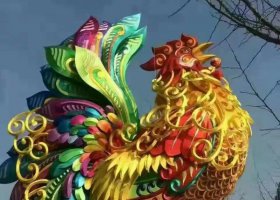 不锈钢彩色动物公鸡雕塑