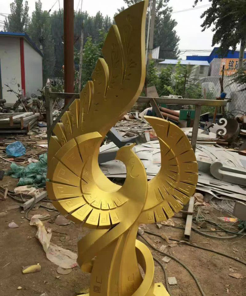 不锈钢金凤凰雕塑图片