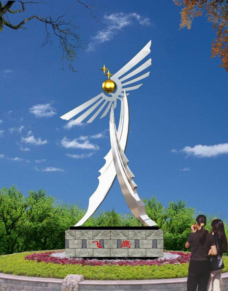 公园不锈钢飞鹰雕塑图片