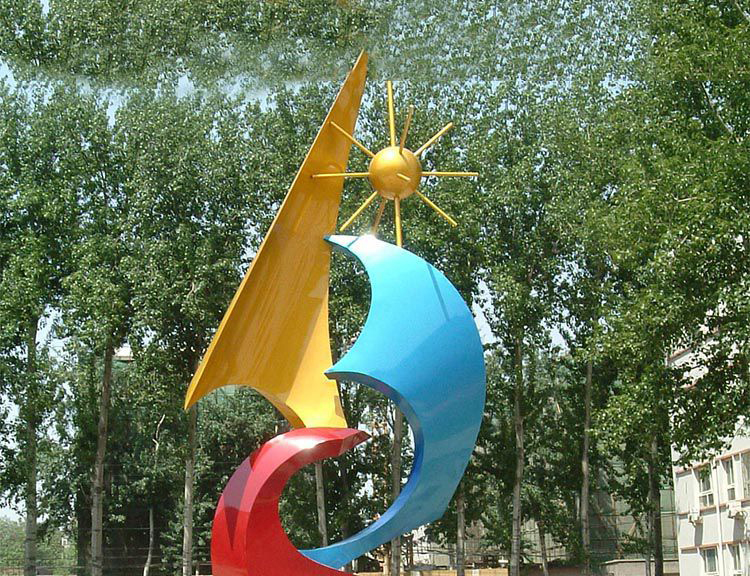 广场不锈钢创意太阳雕塑图片