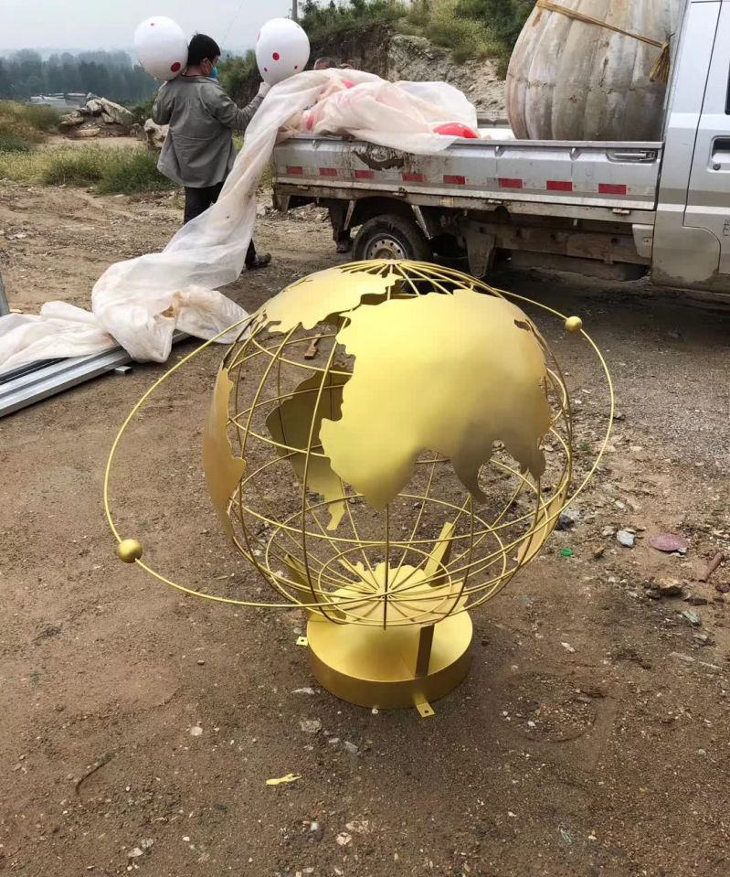 不锈钢金属校园地球仪 雕塑图片