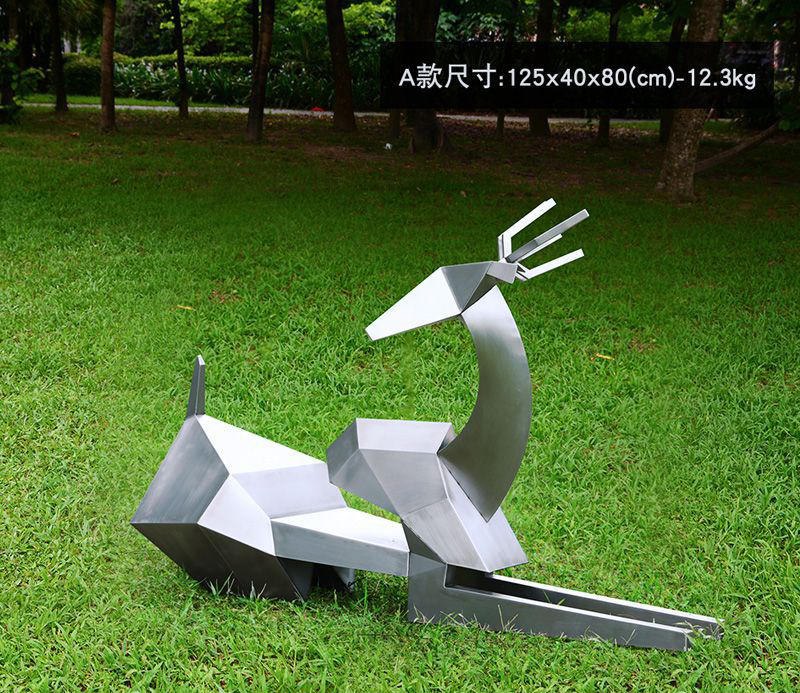不锈钢切面鹿雕塑图片