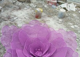 不锈钢紫色花朵雕塑户外摆件
