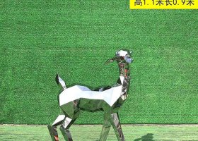 不锈钢抽象几何小鹿雕塑 
