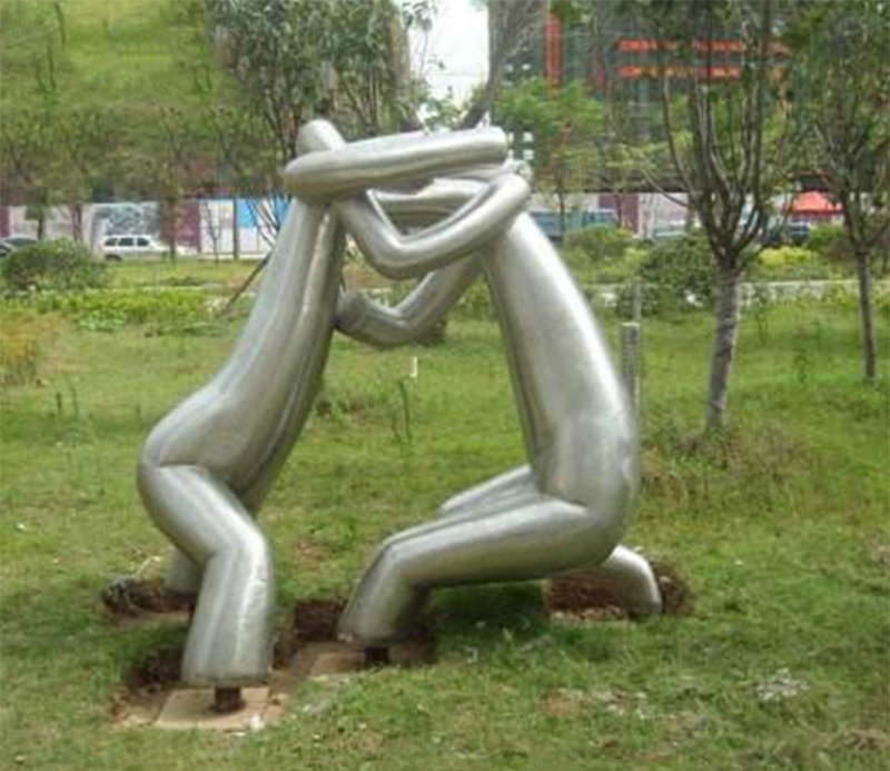 不锈钢摔跤雕塑图片