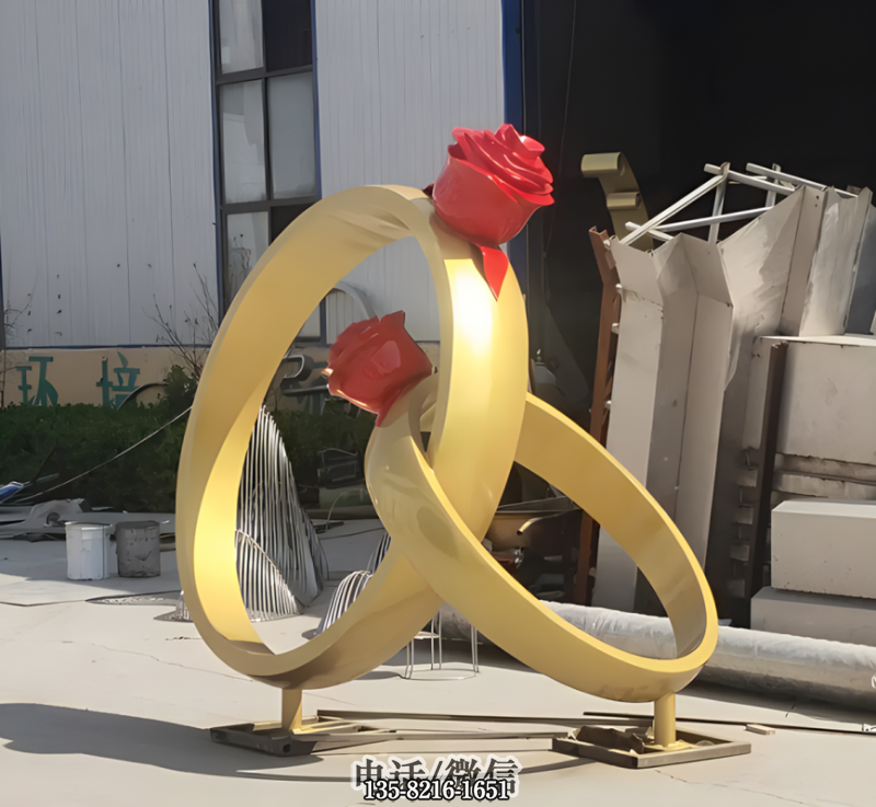 玫瑰戒指不锈钢雕塑摆件 玫瑰戒指不锈钢雕塑摆件