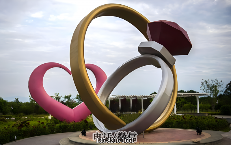 爱心戒指不锈钢景观雕塑 爱心戒指不锈钢景观雕塑