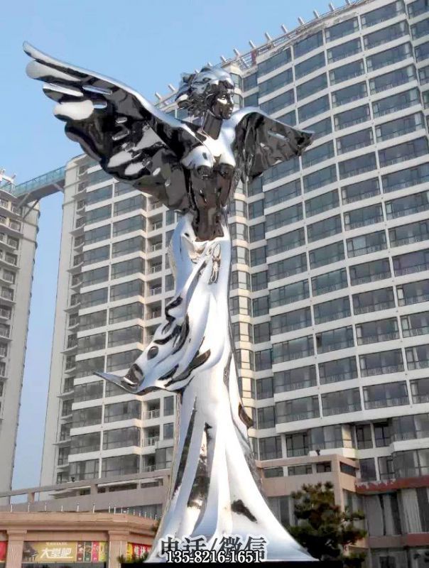 镜面不锈钢西方天使雕塑
