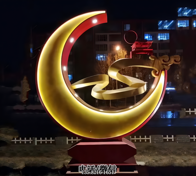 发光不锈钢月亮月宫雕塑