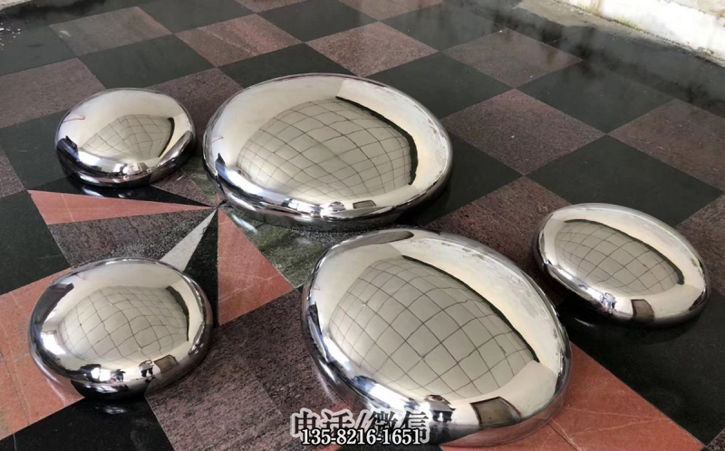 镜面不锈钢鹅卵石雕塑摆件
