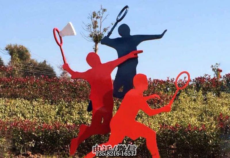不锈钢羽毛球运动人物剪影雕塑 不锈钢羽毛球运动人物剪影雕塑