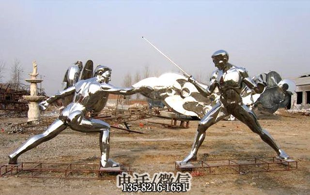 镜面不锈钢击剑运动员雕塑 镜面不锈钢击剑运动员雕塑