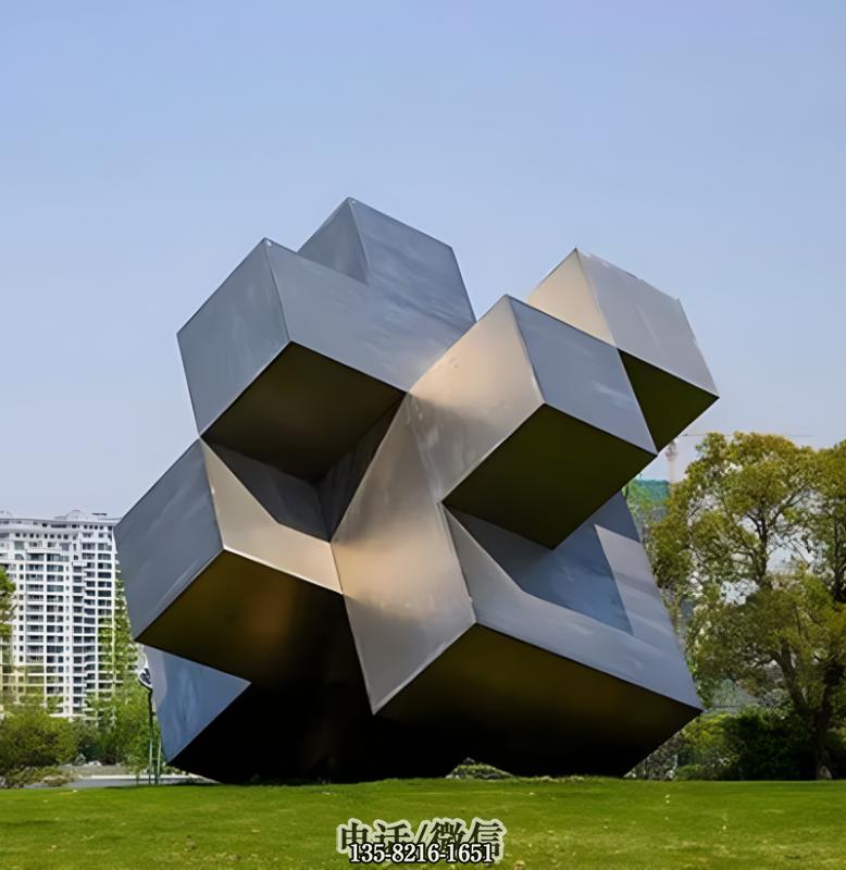 异形立方体不锈钢景观雕塑