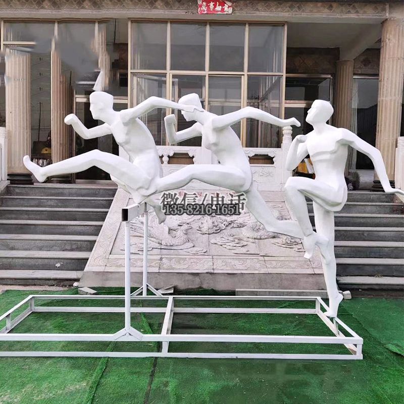 玻璃钢学校园体育馆雕塑装饰摆件跨栏的运动人物雕塑 玻璃钢学校园体育馆雕塑装饰摆件跨栏的运动人物雕塑
