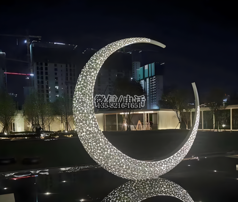 月亮雕塑-广场酒店不锈钢浮雕发光月亮雕塑 月亮雕塑-广场酒店不锈钢浮雕发光月亮雕塑