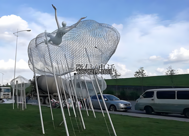 编织网格不锈钢云朵景观雕塑 编织网格不锈钢云朵景观雕塑